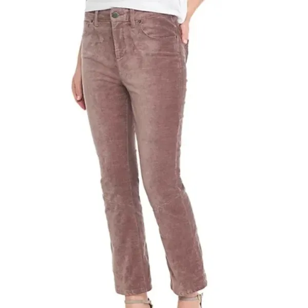 Free People Women's Size 26 Velvet Crop Flare Pants Taupe Brown Purple Stretch‎ - Image 2