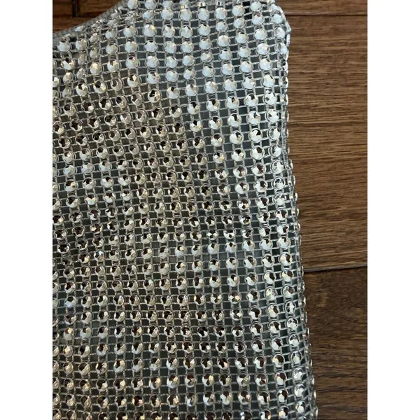 Diamond bedazzled mini shoulder bag silver 12x10 - Image 5