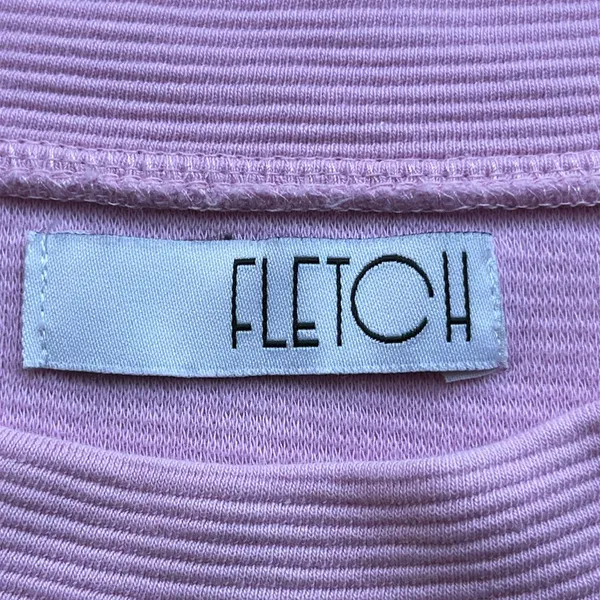 Fletch Pink Ribbed Crewneck 100% Cotton Slightly Cropped Long Sleeve Top size S - Image 2