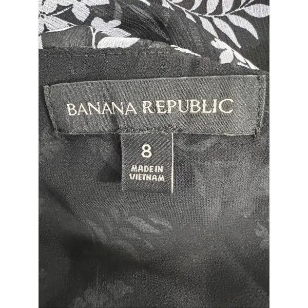 Banana Republic Elegant Ruffle Dress Black/White Floral print Size 4 Asymmetric - Image 11