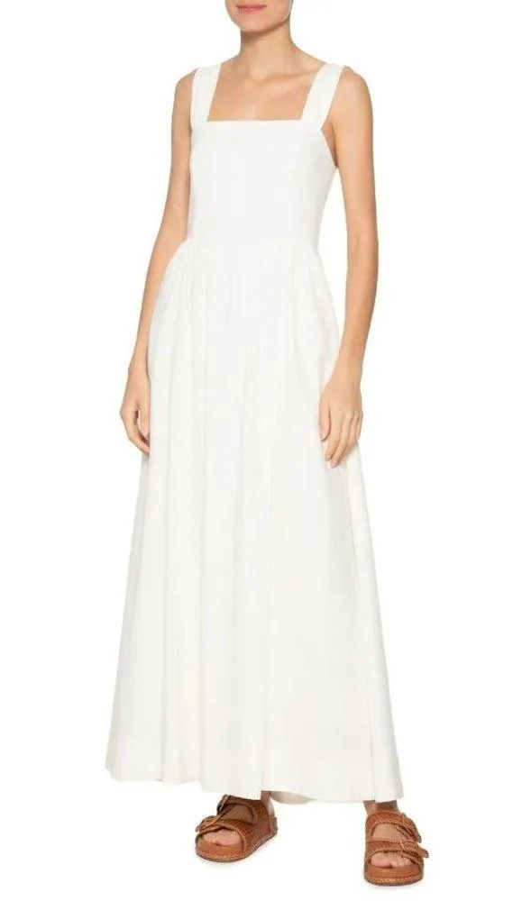 NWOT Farm Rio Stretch Linen Blend Cami Maxi Dress Size S Classic Off White - Image 5