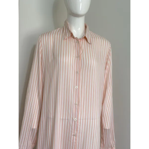 Rococo Striped Viscose Cover Up Dress Size M Long Sleeve Sheer Beach Resort NWT - Image 4