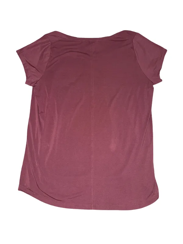 Athleta Breezy Tee Women’s Large Burgundy Scoop Neck Curved Hem - Image 2