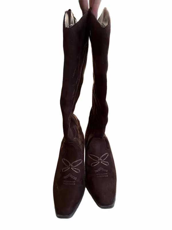 Soda Women’s Brown Suede Western Mid-Calf Boots - Image 4