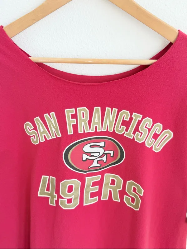 San Francisco 49ers Red Off-the-Shoulder NFL Football Tee - Image 2