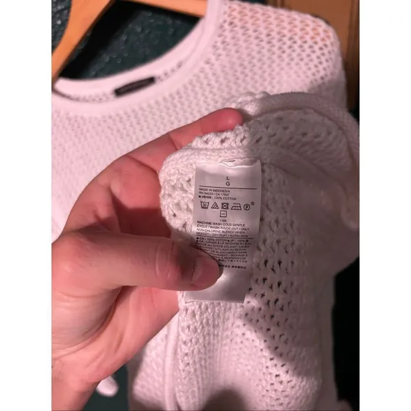Banana Republic White Knit Wide Sleeve Sweater Sz Large - Image 4