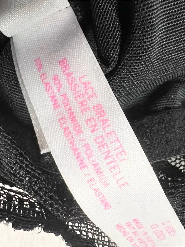 VS PINK Black Lace Bralette Size Large Wireless Comfortable - Image 12