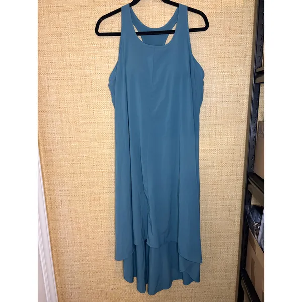 Halara Teal Blue Racerback High Low Everyday Activity Dress with Shelf Bra L - Image 2