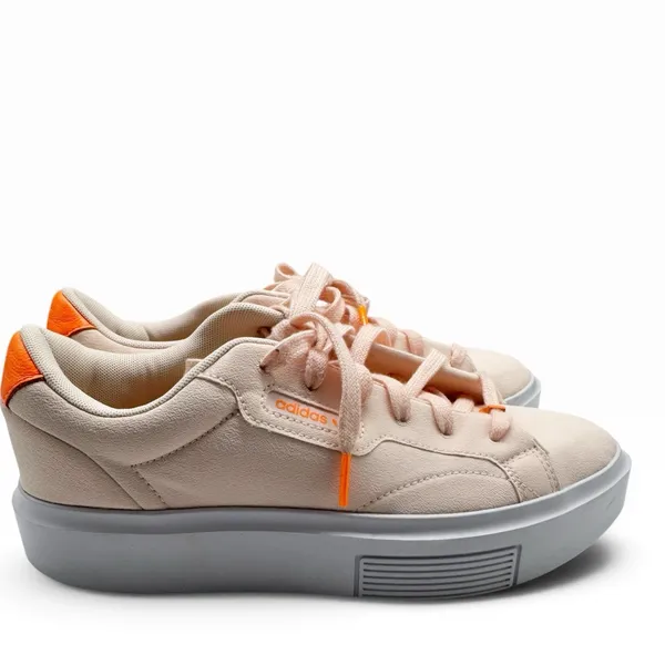 Adidas Sleek Super Pink Low Top Platform Sneakers Women’s Size 8 Canvas Orange - Image 2