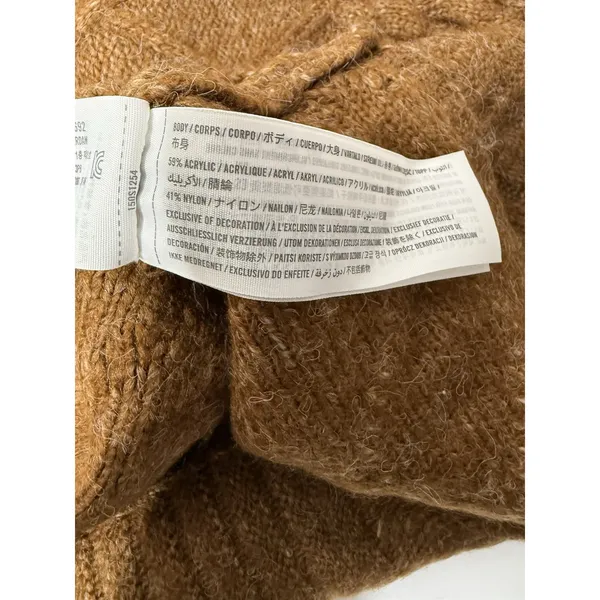 ABERCROMBIE & FITCH Cable Knit Crew‎ Dolman Sweater Sz S/M Brown Y2K Preppy Boho - Image 9
