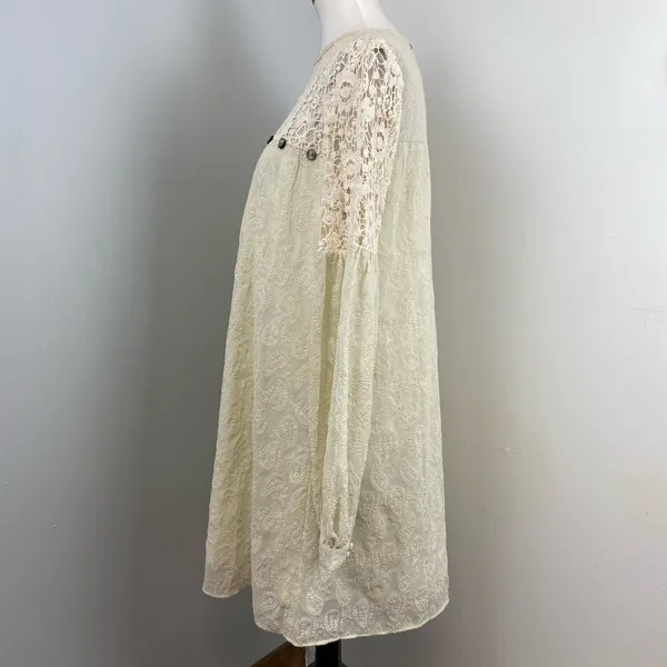 Anthropologie Ivory Verb Josephine Boho Lace Tunic Long Sleeve Mini Dress Small - Image 9