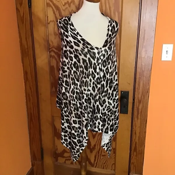 Chico’s Leopard Print Poncho Sweater | Button Front Asymmetrical Top - Image 7