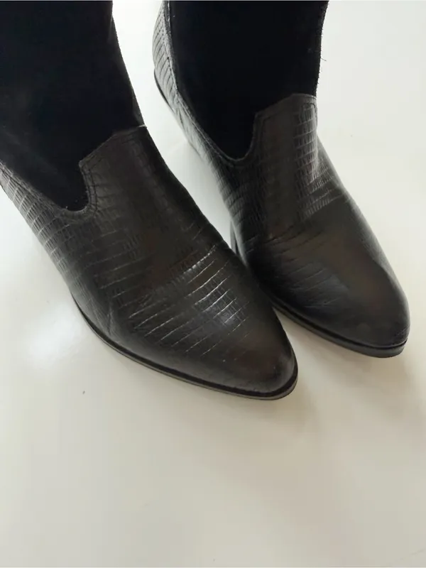 Reba Rodeo Leather Cowgirl Boots Black Size 8 - Image 3