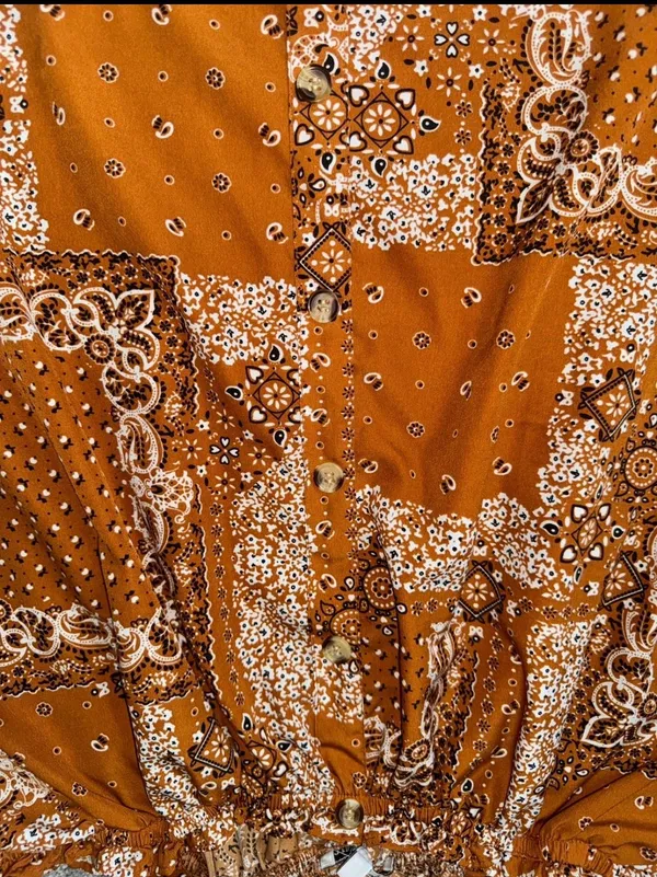 Brown Flowy Boho Top Size XXL - Image 4
