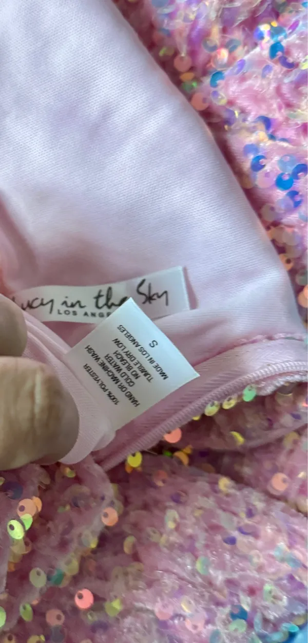 Size S pink Lucy In The Sky Sequin Mini Dress - Image 4
