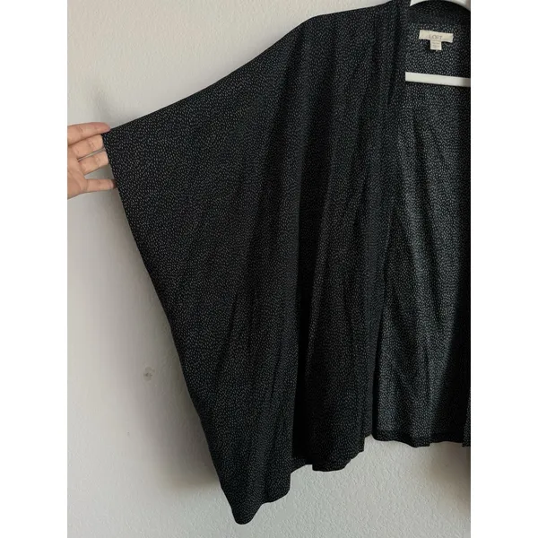 Loft Black‎ Cardigan Women's One Size Dot Print Open Front Slouchy Batwing Boho - Image 6