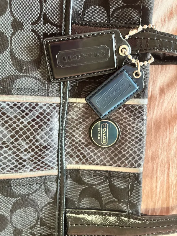 Vintage Coach Signature Python Stripe Tote - Image 5