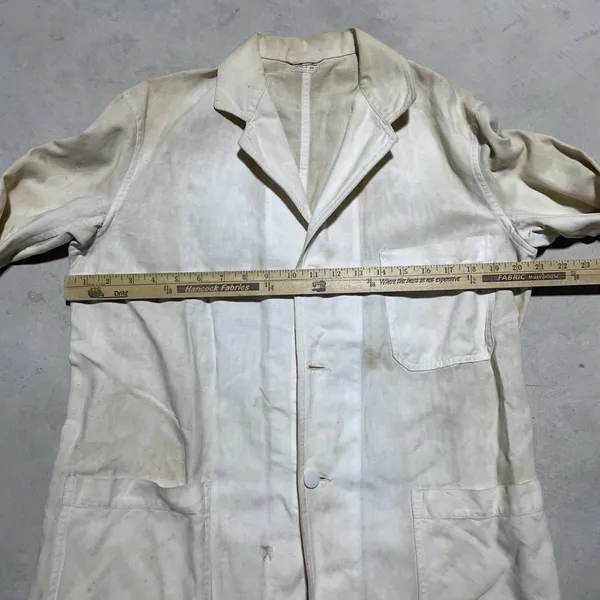 Vintage 1940s Angelica Sanforized Shrunk Doctor Lab Coat Uniform Unisex SZ 40 - Image 3