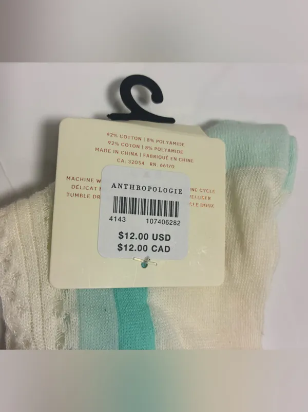 Anthropologie Delicate Pointelle Socks (Cream/Blue) NEW - Image 4
