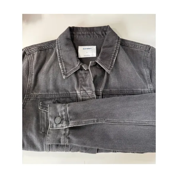 Old Navy Womens Small Washed Black Denim‎ Trucker Jacket Jean Jacket S - Image 4