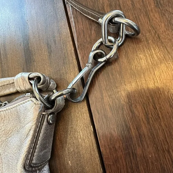 Coach Kristin Metallic Gold Pebbled Leather Hobo Bag Convertible Handbag - Image 7