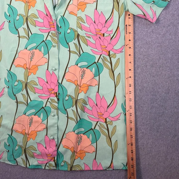 Lulus Women's Small Totally Tropical Light Green Floral Button Up Shirt Dress - Image 6