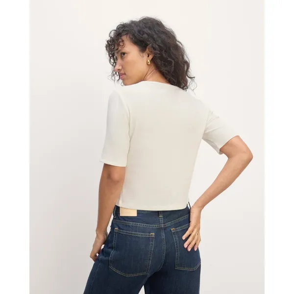 Everlane Pointelle Knit White Cotton Granny Core Cotton Basic Size Large - Image 2