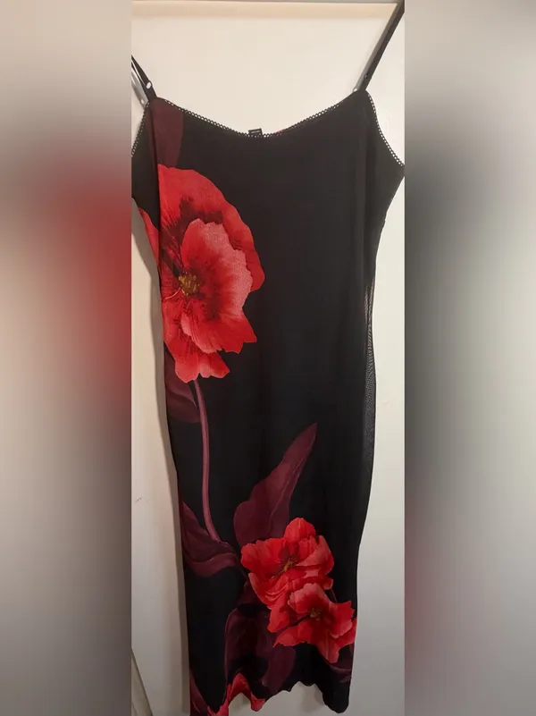 AQUA NWT Floral Mesh Maxi Dress Red Black Bloomingdale’s Exclusive Medium $98 - Image 10