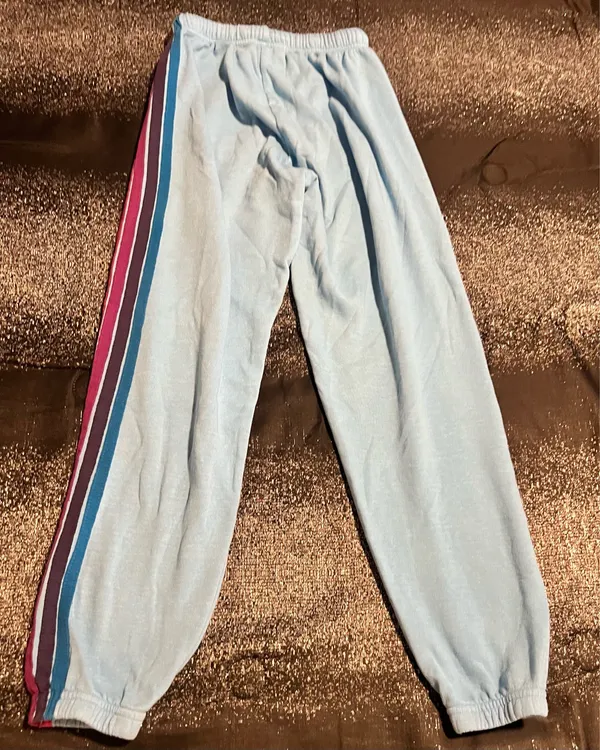 Womens small Aviator Nation 5-Stripe Sweatpants– Sky Blue - Image 3