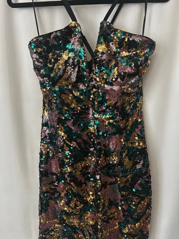 Dress the Population Sexy Black Sequins Strappy Cocktail Mini Dress **Size M**🔥🔥 - Image 3
