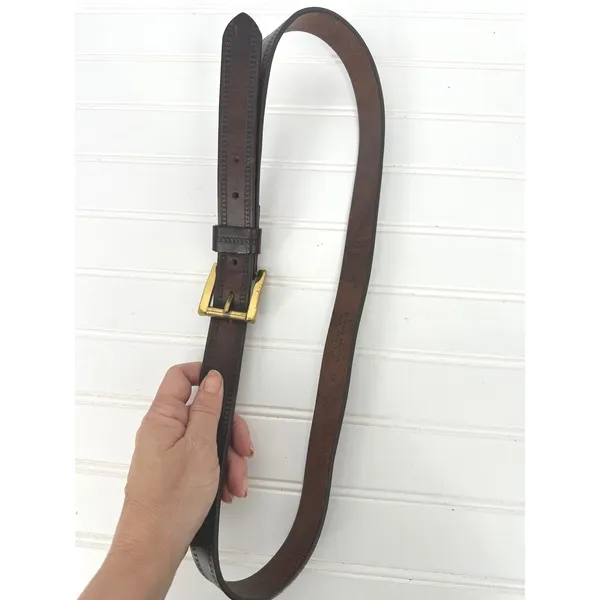 Vintage Guess Belt Unisex 38 Brown Leather Gold Buckle Made USA 90s Y2K Classic - Image 4