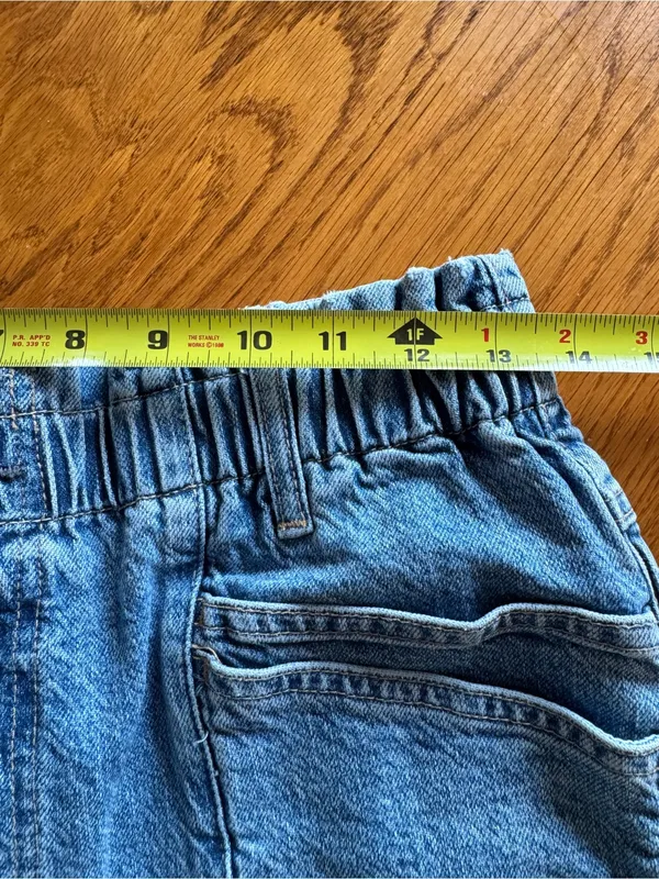 We The Free Jeans Womens Large Blue Denim High Rise Stretch Elastic Waist Mom - Image 8