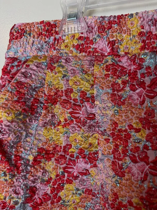 Lulu’s Ellarina Pink Multi Metallic Jacquard Midi Skirt Size M - Image 3