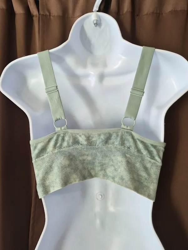 Danskin Womens Sports Bra Soft V-Neck Bralette in Sage Green Large - Image 2