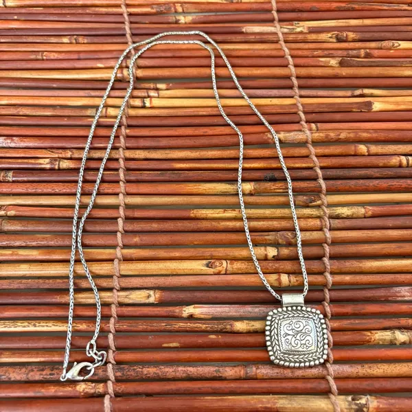 Brighton Silver Scroll Square Pendant Necklace - Image 2