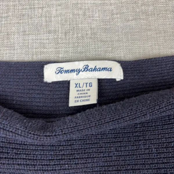 Tommy Bahama Sweater Womens XL Blue Cotton Viscose‎ Boat Neck Raglan Pullover - Image 3