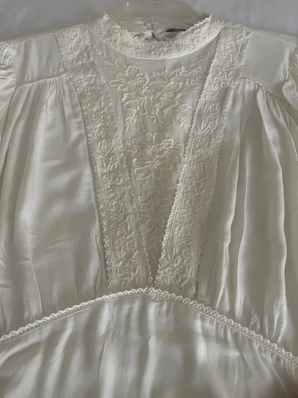 ZARA Textured Tweed Short Sleeve Top - Off White / Beige - Size XL - NWOT - Image 7