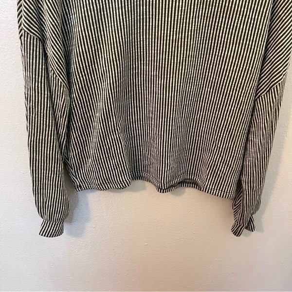Caution to the Wind Women's Long Sleeve Top‎ Olive Green White Stripes Ribbed - Image 5