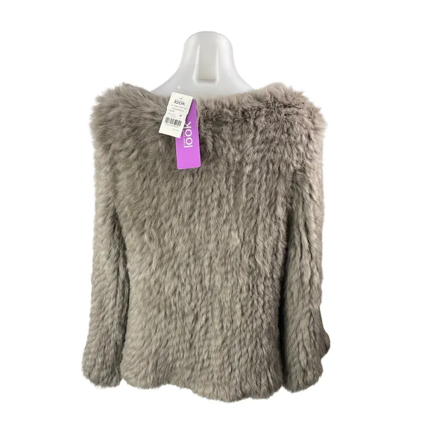 NEW New York Look Women's Taupe Faux Fur Plush Open Blazer Coat Jacket Size M - Image 3
