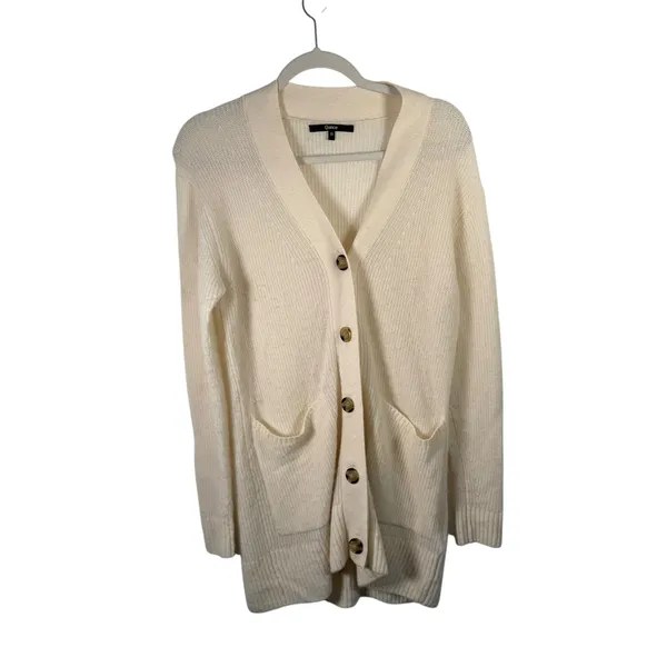 Quince Oversized Boyfriend Cardigan Sweater Cream Merino Wool Alpaca Women Small - Image 3