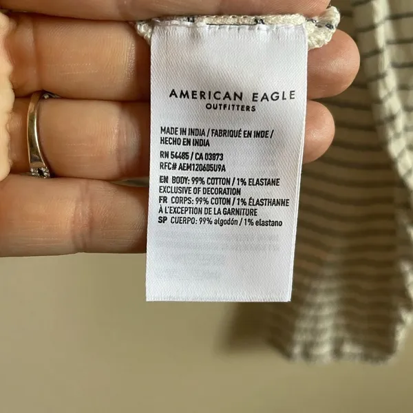 American Eagle Cream Top w/ Blue Stripes - M‎ - Image 7