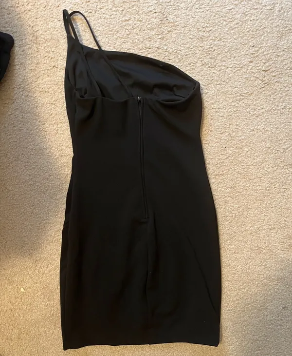 One Shoulder Black Mini Dress - Image 3