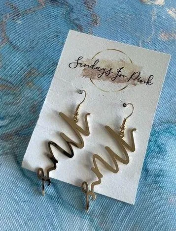 MRS & BRIDE Gold Script Bridal Drop Earrings Bundle - Image 2