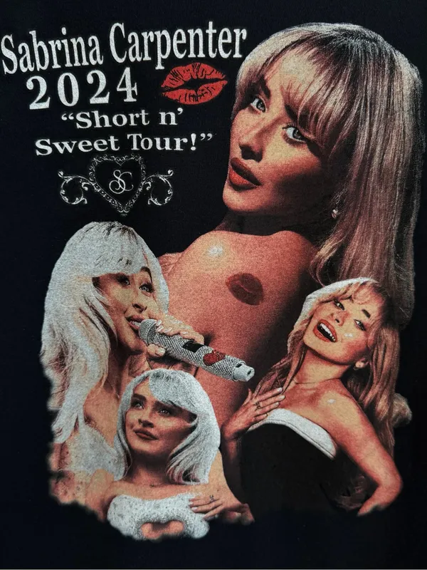 Sabrina Carpenter Short n’ Sweet Tour 2024 Graphic Off the Shoulder T-Shirt - Image 2