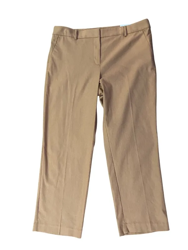 LOFT Riviera Slim Mid Rise Camel Cotton Linen Pants Womens 14 NEW - Image 11