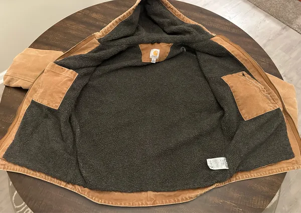 Carhartt J141-211 Washed Duck Sierra Sherpa Lined Jacket Sz Large L Tall Tan - Image 13