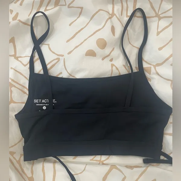 Set Active Black SPORTBODY® Cross Tie Bra - ONYX Size Medium - Image 6