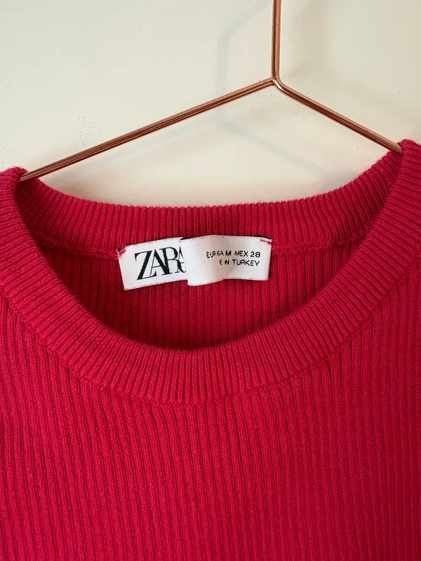 Zara Pink Sleeveless Ribbed Crop Top - Image 2