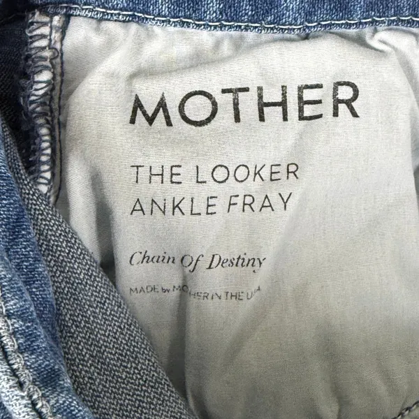 MOTHER The Looker Ankle Fray Skinny Jeans Chain Of‎ Destiny Distressed Size 25 - Image 5