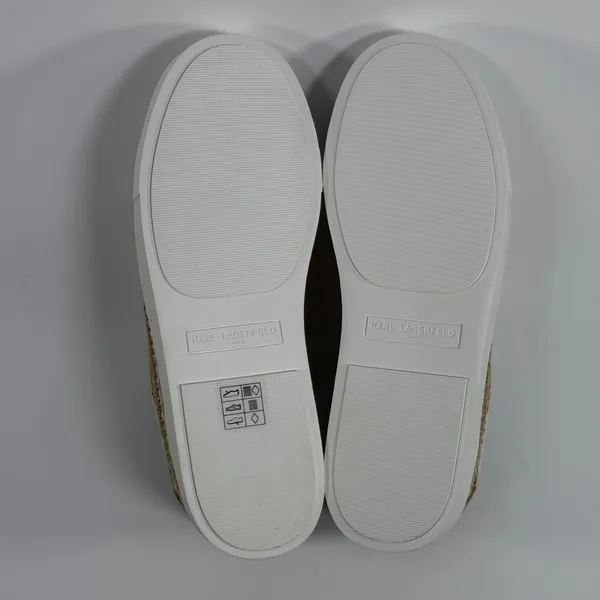 Karl Lagerfeld Paris Size-7 Cate Lace Up Sneaker White Gold Woven - Image 4